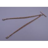 A 9 ct gold double Albert watch chain. 40.5 cm long. 44 grammes.