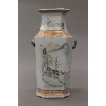 A 19th century Chinese porcelain canted square section vase. 41 cm high.