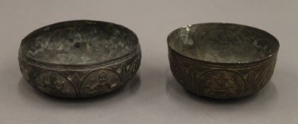 Two 19th century Indian bowls. The largest 10.5 cm diameter.