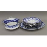 A Victorian blue and white part dinner service.