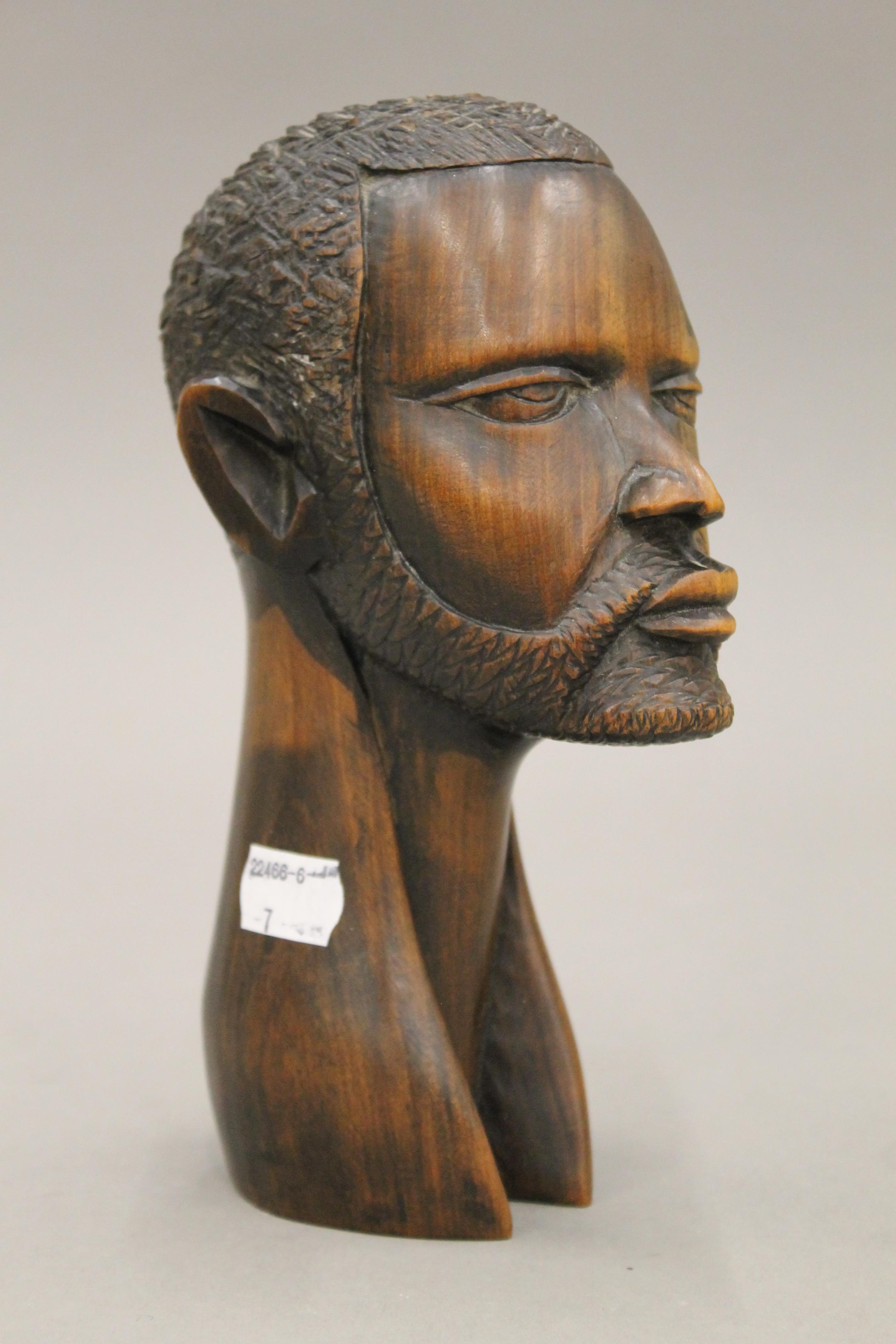 An African carved table, a male bust and a crocodile. The former 36.5 cm high. - Image 6 of 10