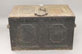 A Victorian iron strongbox. 53 cm wide.