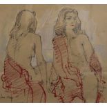 IAN HAY, Studies of Francoise 1986, pencil and chalk, framed and chalk. 35 x 32 cm.