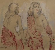 IAN HAY, Studies of Francoise 1986, pencil and chalk, framed and chalk. 35 x 32 cm.