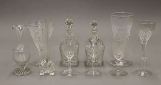 A quantity of engraved glasses, etc.