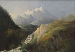 AMERICAN SCHOOL (19th century), Mountainous Landscape, oil on canvas, unsigned, framed. 59 x 41 cm.