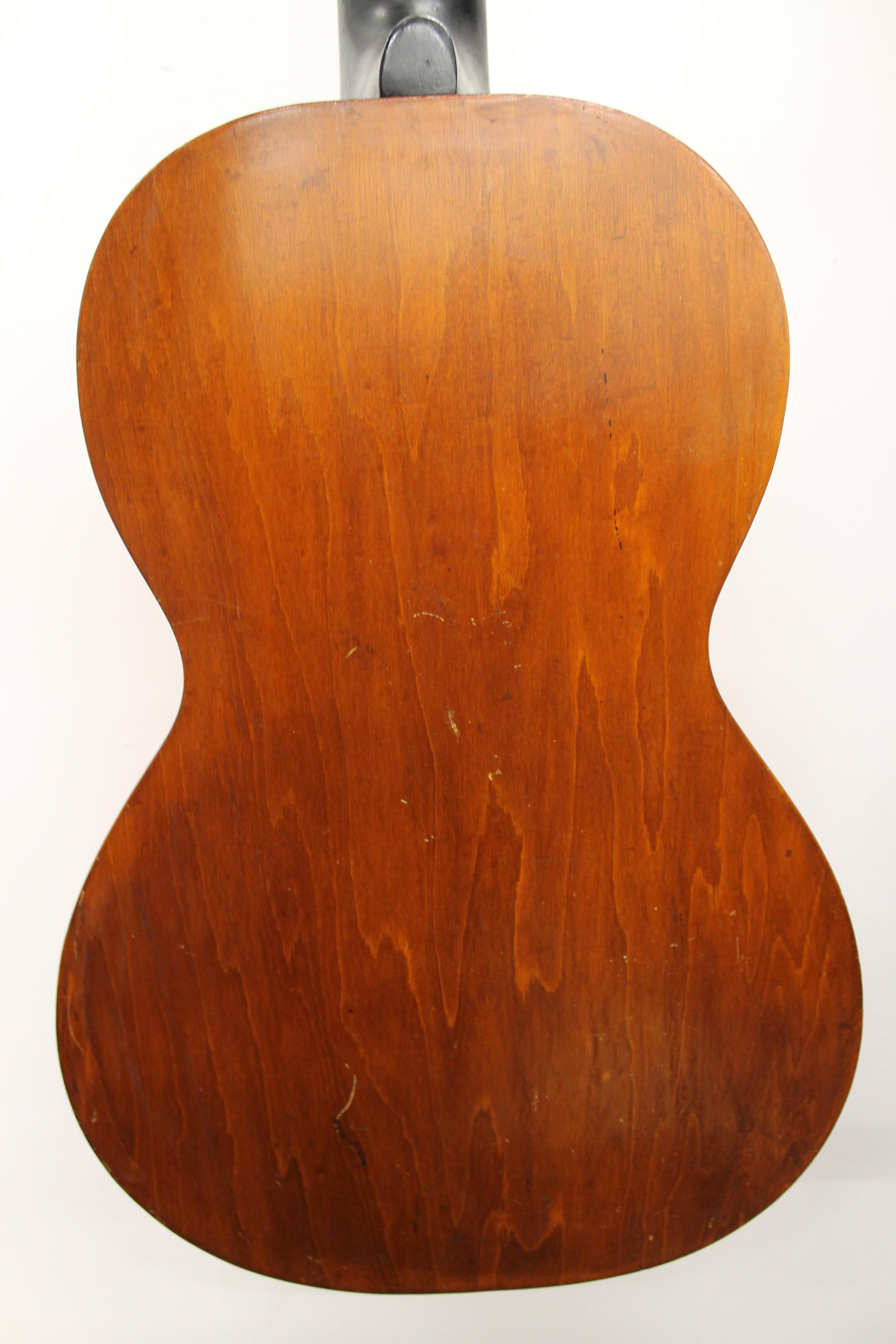 An antique inlaid parlour guitar. - Image 4 of 4