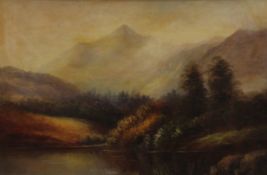 E TOPPING, Longdale Pike and Blea Tarn, oil on canvas, signed and dated 1909, mounted. 29 x 20 cm.