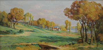 FRENCH SCHOOL (early 20th century), Country Scene, oil on canvas, indistinctly signed, framed.