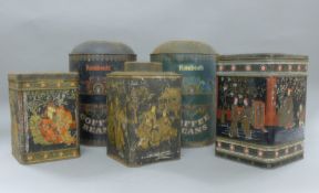 A quantity of various tea and coffee tins.