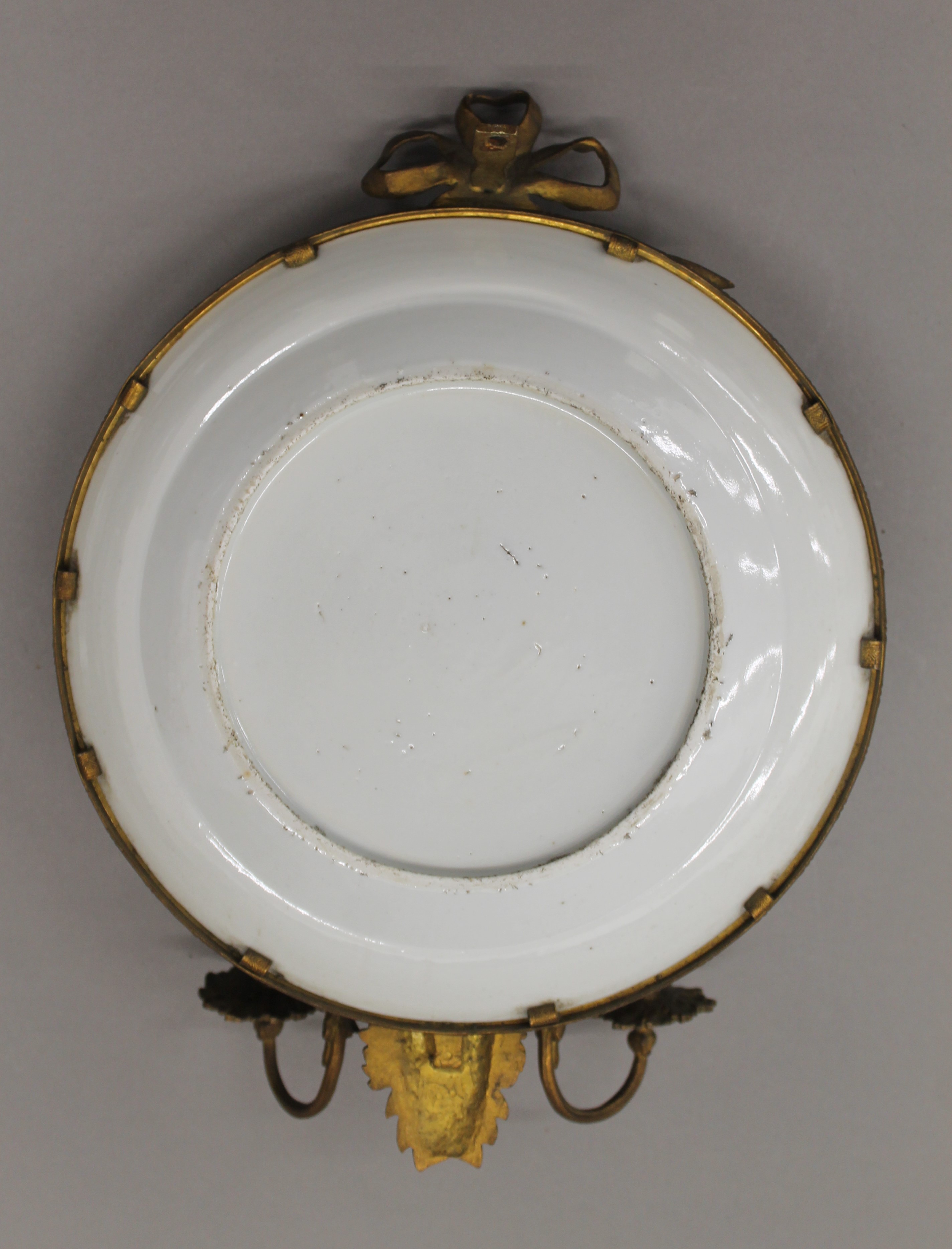A pair of 19th century ormolu mounted Canton famille rose plates, - Image 6 of 7