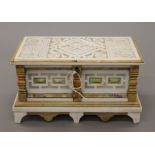 A 19th century carved specimen marble casket. 28.5 cm wide.