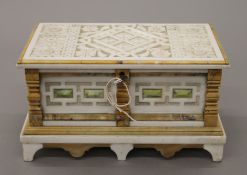 A 19th century carved specimen marble casket. 28.5 cm wide.