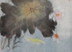 JAPANESE SCHOOL, A Carp, watercolour, signed, framed and glazed. 19 x 14 cm.