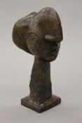 After PICASSO, a bronze abstract bust. 25 cm high.