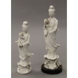 Two blanc de chine figures of Guanyin. The largest 28 cm high.