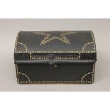 An 18th/19th century studded leather dome topped box.