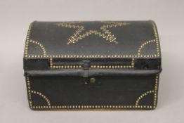 An 18th/19th century studded leather dome topped box.