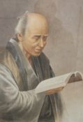 T NAKAYAMA, A Portrait of a Japanese Scholar, watercolour, signed, framed and glazed. 32.5 x 47 cm.