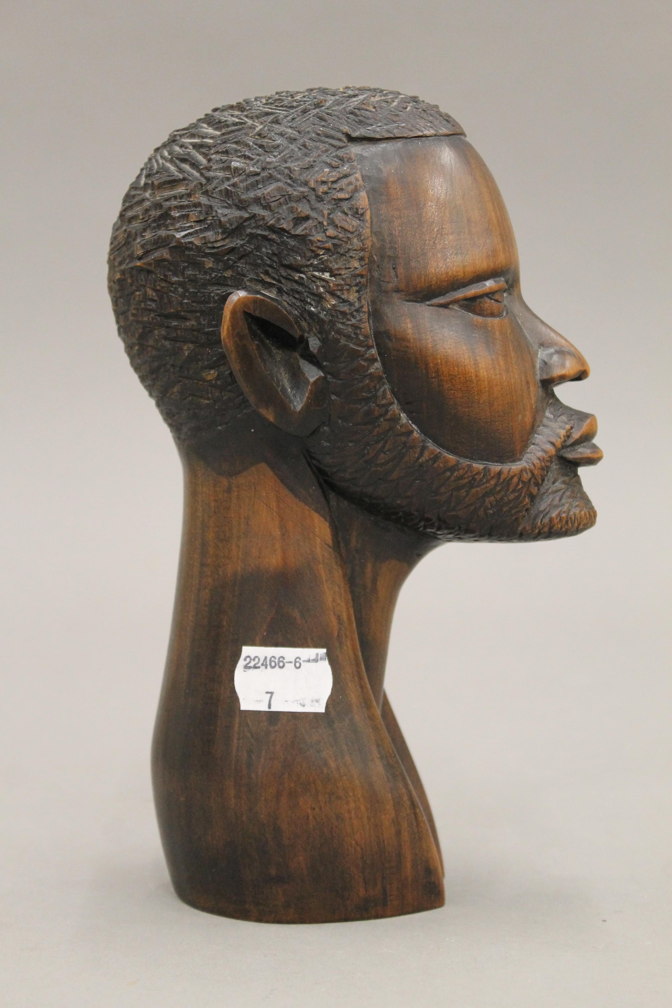 An African carved table, a male bust and a crocodile. The former 36.5 cm high. - Image 8 of 10