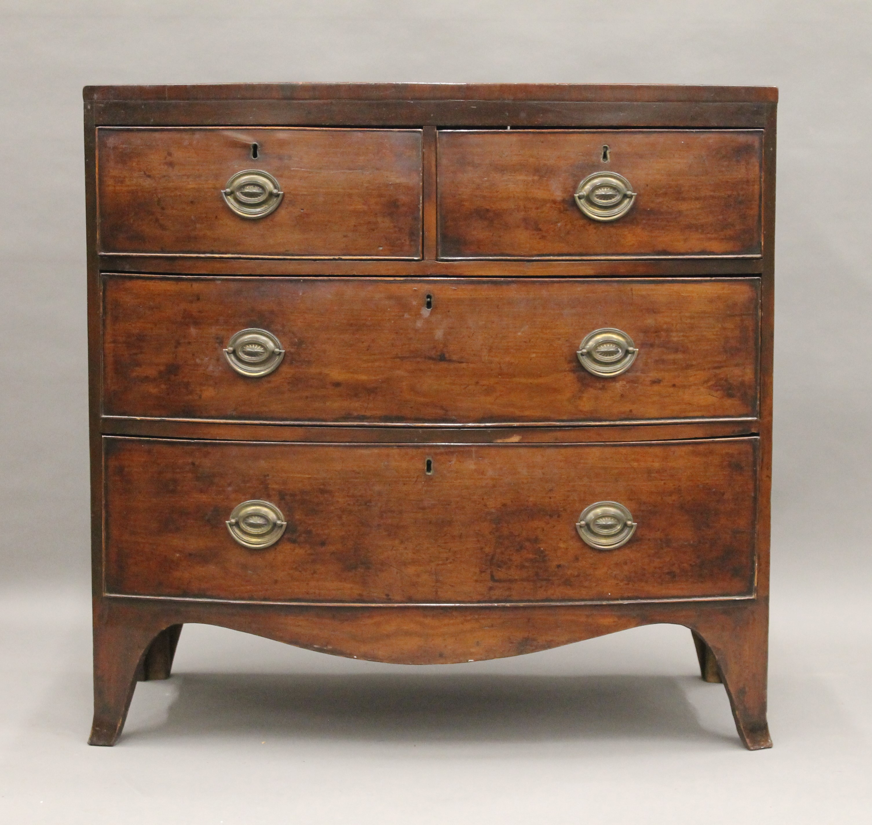 A 19th century mahogany bowfront chest. 91.5 cm wide. - Image 2 of 6