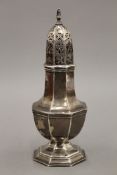 A silver sugar sifter, Chester, 1909. 18 cm high. 117.8 grammes.