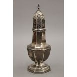 A silver sugar sifter, Chester, 1909. 18 cm high. 117.8 grammes.