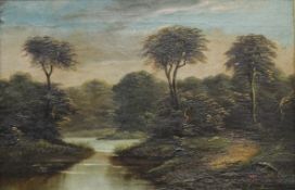 19TH CENTURY SCHOOL, Winding River, oil on canvas, indistinctly signed, framed. 30 x 19.5 cm.