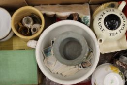 A box of various ceramics, etc.