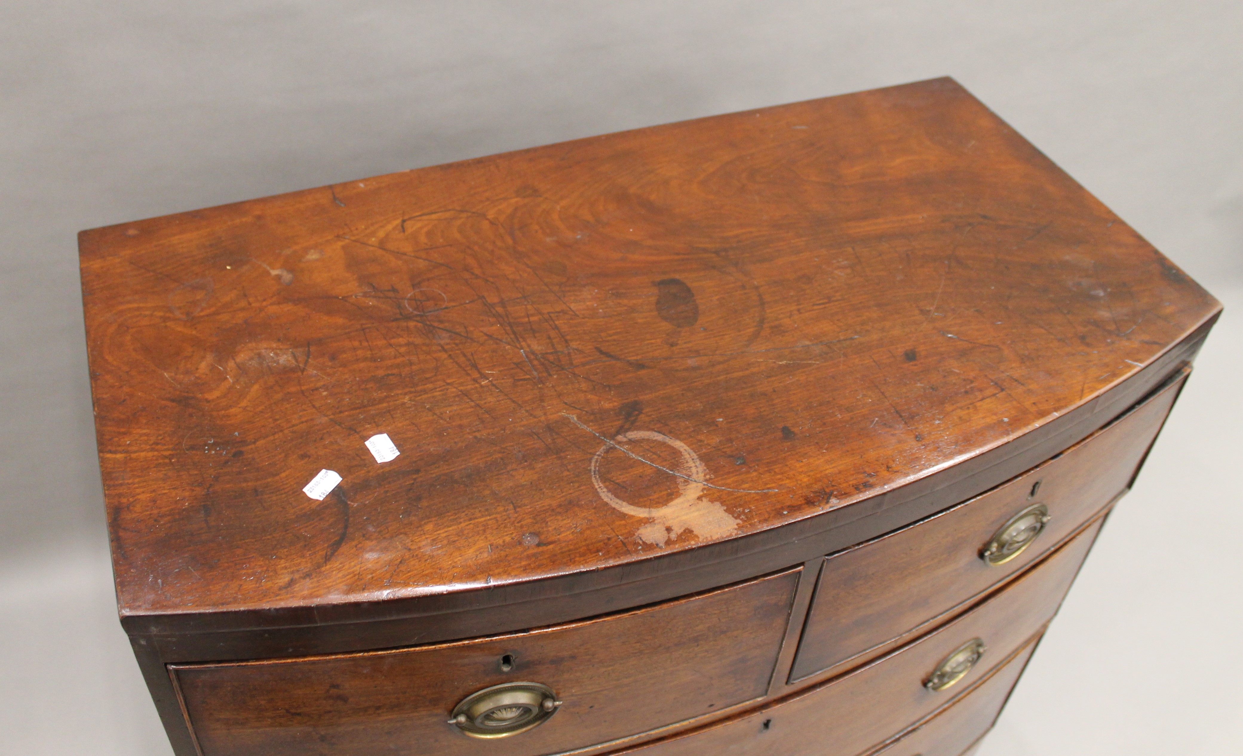 A 19th century mahogany bowfront chest. 91.5 cm wide. - Image 6 of 6