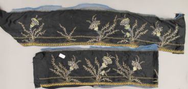 Two Victorian embroidered mourning silks.