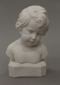 A bust of a child. 26 cm high.