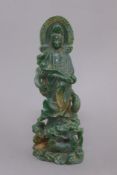 A jade model of Guanyin. 22 cm high.