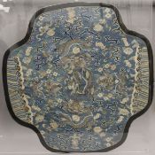 A large 18th/19th century Chinese embroidery decorated with dragons. 102 cm wide.
