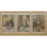 A set of two triple period humorous colour prints by CLARENCE LAWSON WOOD (1878-1957) with figures