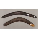 Two vintage Australian boomerangs,