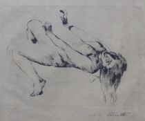 LOVIS CORINTH (1858-1925), Reclining Nude Study - Study for Joseph and Potiphar's Wife, etching,