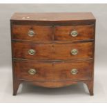 A 19th century mahogany bowfront chest. 91.5 cm wide.