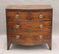 A 19th century mahogany bowfront chest. 91.5 cm wide.