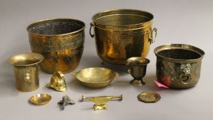 A quantity of brassware.