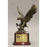 An eagle on stand from the London FBI office to the Yeoman Warders. 29.5 cm high.