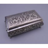 A Continental, possibly Dutch, silver plated casket. 13.5 cm wide.