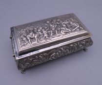 A Continental, possibly Dutch, silver plated casket. 13.5 cm wide.