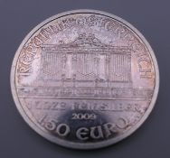 A silver 2009 Philharmoniker coin. 31.4 grammes.