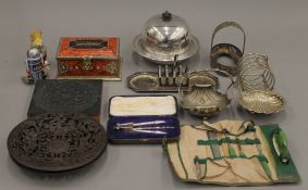 A box of silver plate, etc.