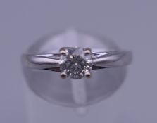 An 18 ct white gold Forever Diamond ring. Approximately 0.40 carats. Ring size J.