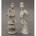 Two blanc de chine figures of Guanyin. The largest 21.5 cm high.