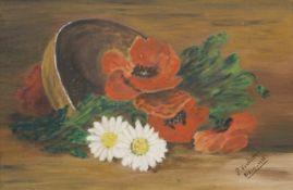 Still Life of Flowers, oil on board, signed G VANCUTSEN and dated 1938, framed. 58 x 38.5 cm.