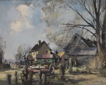 STANLEY ORCHART, Farm Scene, oil on canvas, framed. 49 x 39 cm.