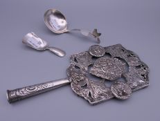 A 19th century Dutch silver hand mirror (lacking glass),
